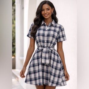 NWT Anthropologie 11·1 Tylho Plaid Tie-Front Shirt Dress – Size M
